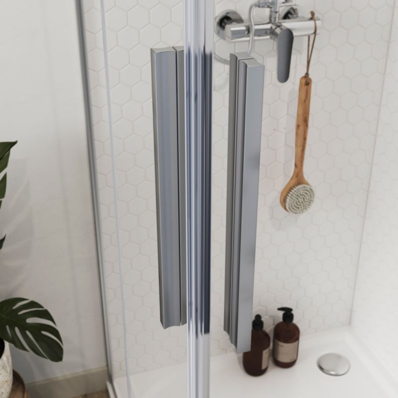 Firkantet Brusekabine 80x80 cm Krom Transparent Aluminium