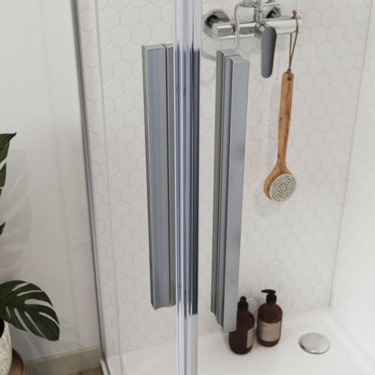 Firkantet Brusekabine 80x80 cm Krom Transparent Aluminium