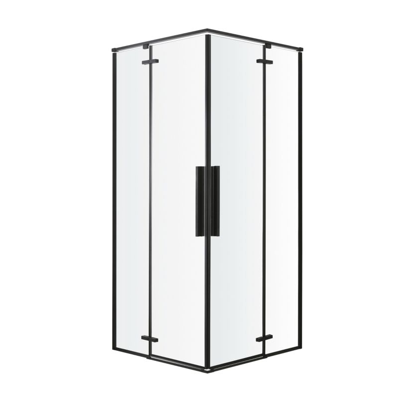 Kvadratisk Brusekabine 80x80 cm Sort Transparent Hærdet Glas