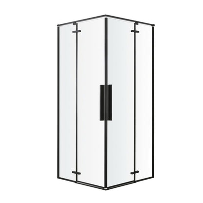 Kvadratisk Brusekabine 80x80 cm Sort Transparent Hærdet Glas