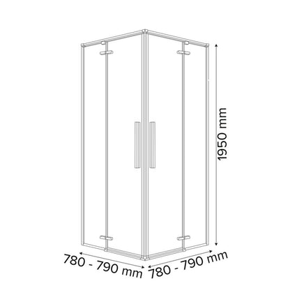 Kvadratisk Brusekabine 80x80 cm Sort Transparent Hærdet Glas