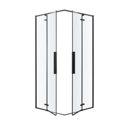 Kvadratisk Brusekabine 80x80 cm Sort Transparent Hærdet Glas