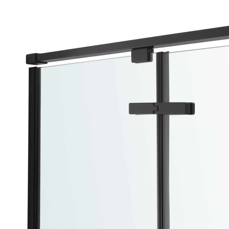 Kvadratisk Brusekabine 80x80 cm Sort Transparent Hærdet Glas