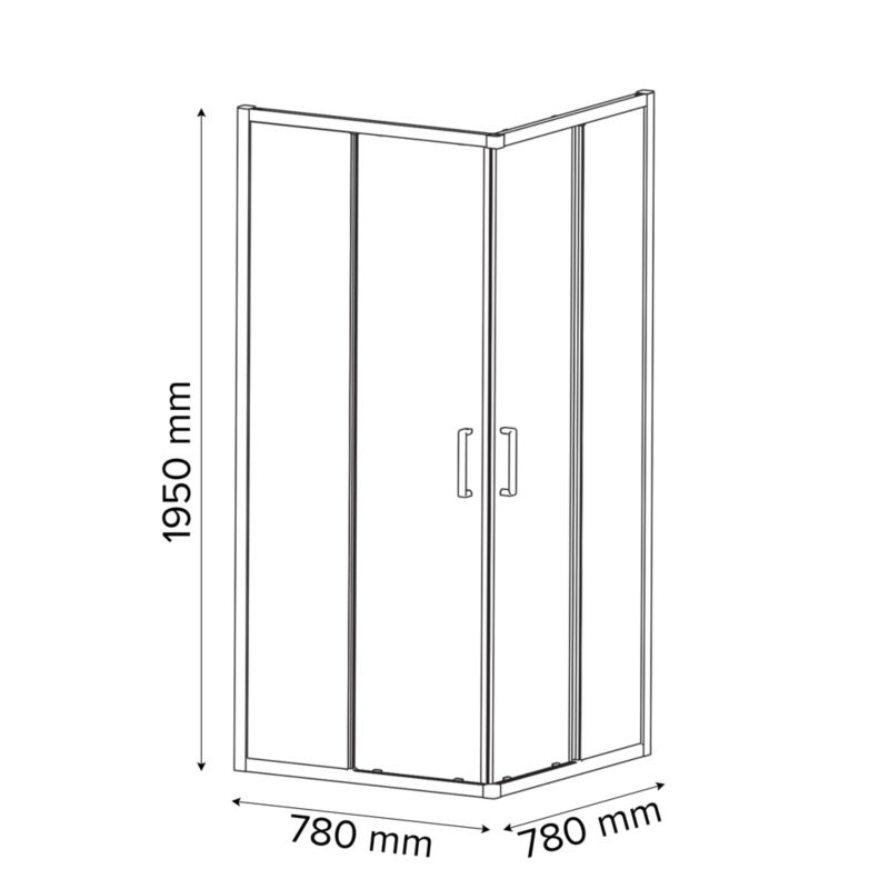 Firkantet Brusekabine 80 cm Krom Spejlglas