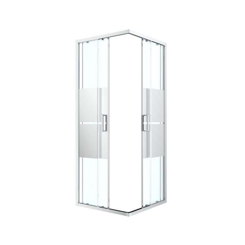 Firkantet Brusekabine 80 cm Krom Spejlglas