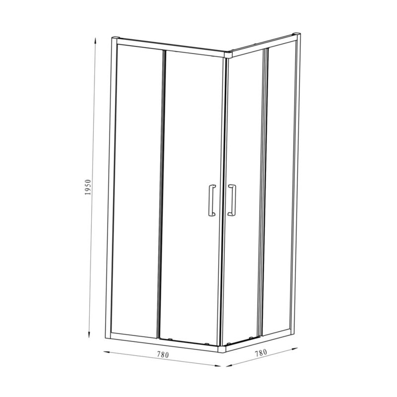 Firkantet Brusekabine 80x80 cm Sort Gennemsigtigt Glas