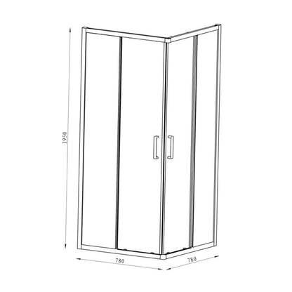Firkantet Brusekabine 80x80 cm Sort Gennemsigtigt Glas