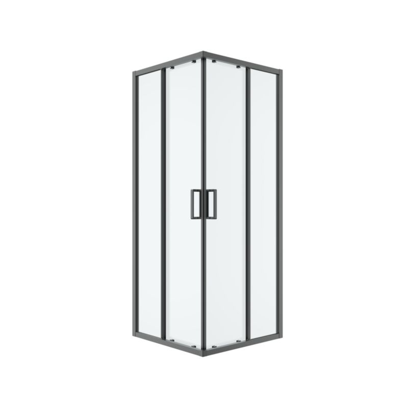 Firkantet Brusekabine 80x80 cm Sort Gennemsigtigt Glas
