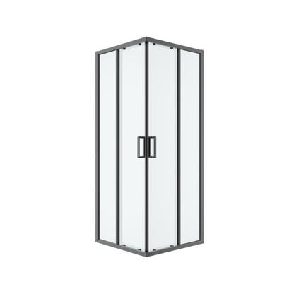 Firkantet Brusekabine 80x80 cm Sort Gennemsigtigt Glas