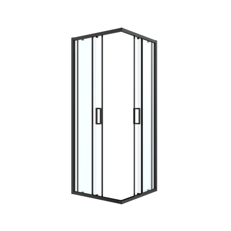 Firkantet Brusekabine 80x80 cm Sort Gennemsigtigt Glas