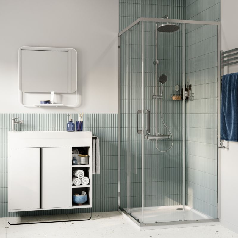 Firkantet Brusekabine 80x80 cm Krom Transparent Glas
