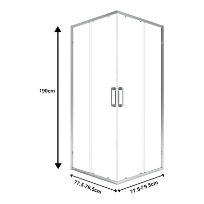 Firkantet Brusekabine 80x80 cm Krom Transparent Glas