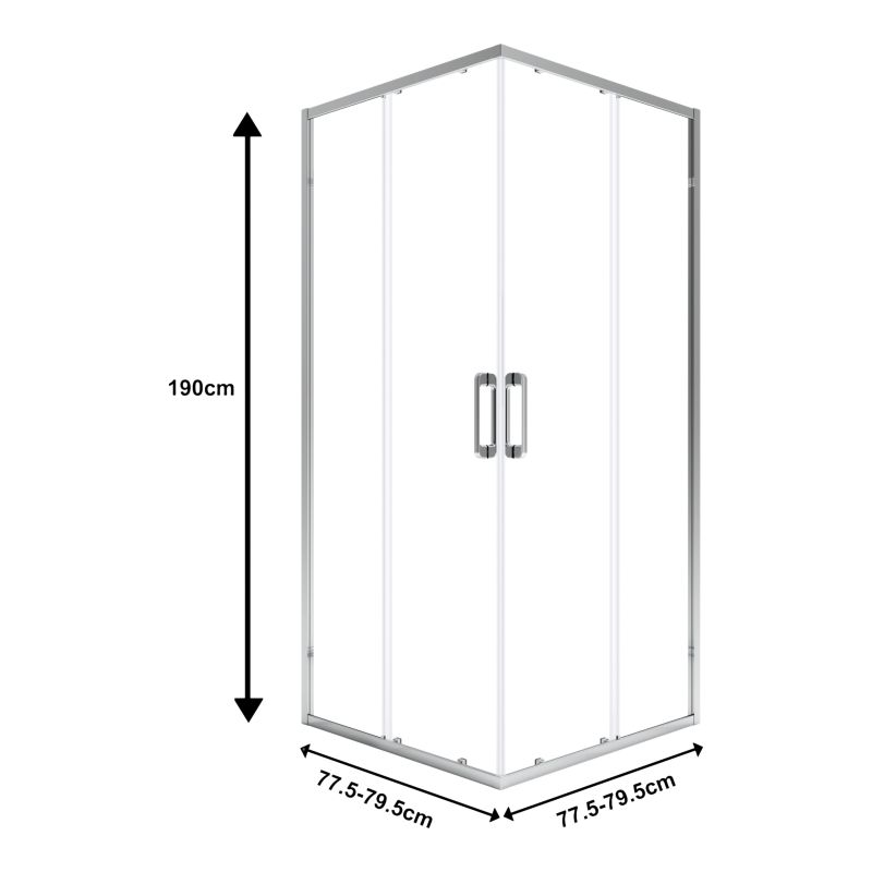 Firkantet Brusekabine 80x80 cm Krom Transparent Glas