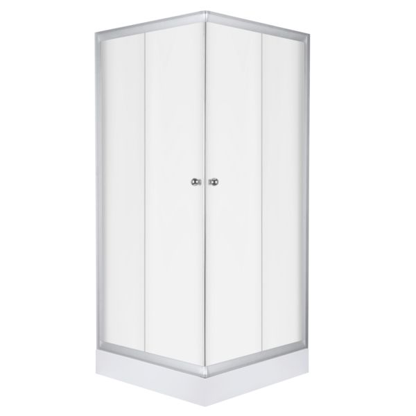 Firkantet Brusekabine 90x90 cm Hærdet Glas Satinaluminium Hvid Brusekar