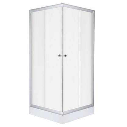 Firkantet Brusekabine 90x90 cm Hærdet Glas Satinaluminium Hvid Brusekar