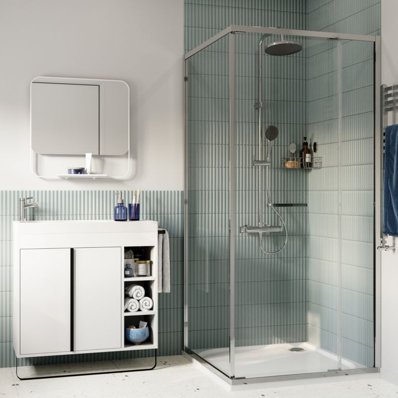 Kvadratisk Brusekabine 90x90 cm Hærdet Glas Krom