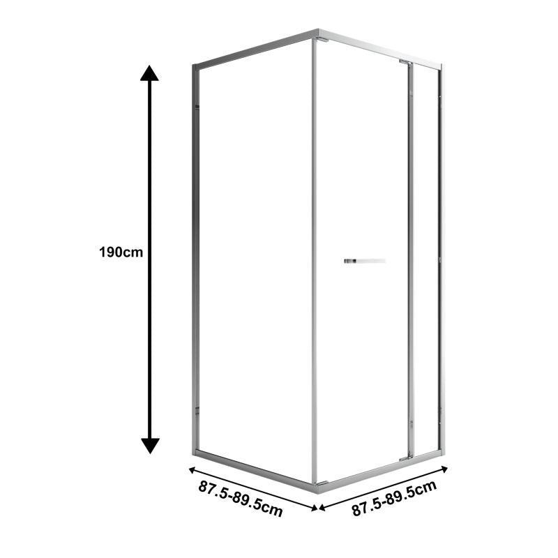 Kvadratisk Brusekabine 90x90 cm Hærdet Glas Krom
