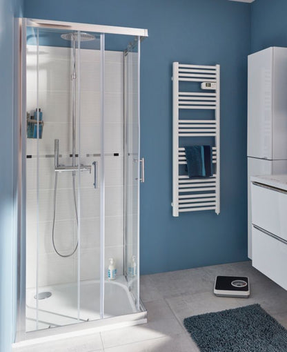 Kvadratisk brusekabine Onega 80 x 80 x 190 cm krom/transparent