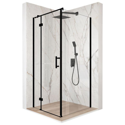 Firkantet Brusekabine 70x70 cm Sort Hærdet Glas 6 mm | TS-SMART-BLACK-A8-70x70