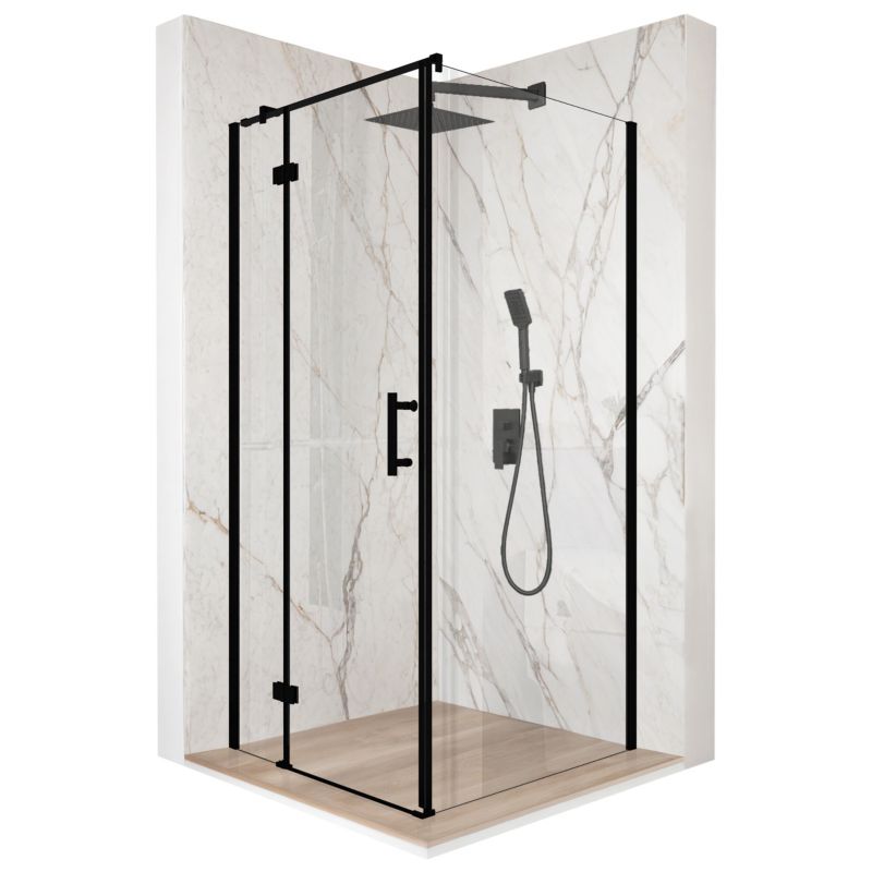 Firkantet Brusekabine 70x70 cm Sort Hærdet Glas 6 mm | TS-SMART-BLACK-A8-70x70