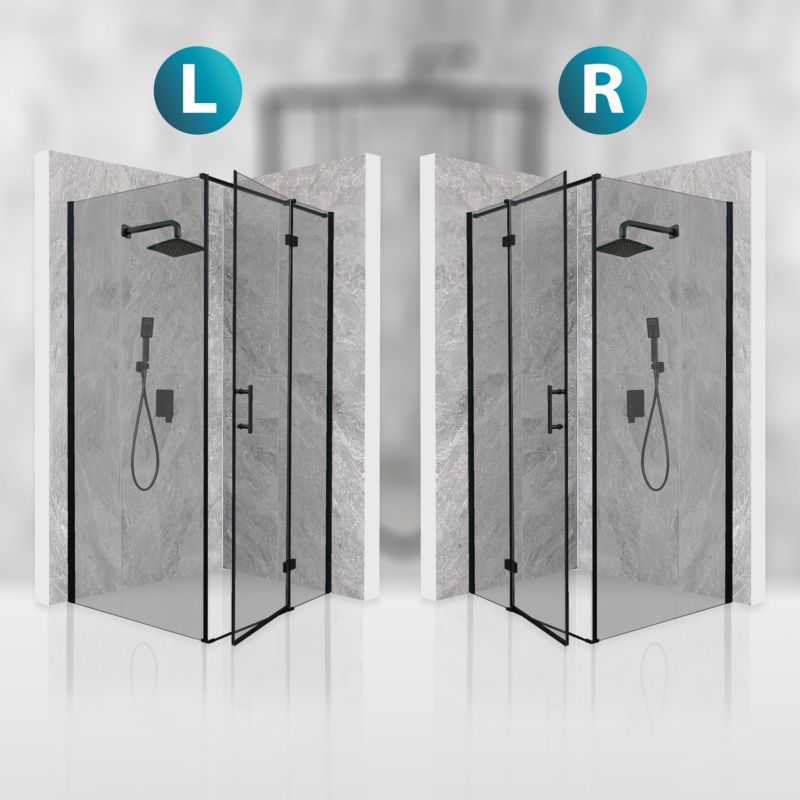 Firkantet Brusekabine 70x70 cm Sort Hærdet Glas 6 mm | TS-SMART-BLACK-A8-70x70