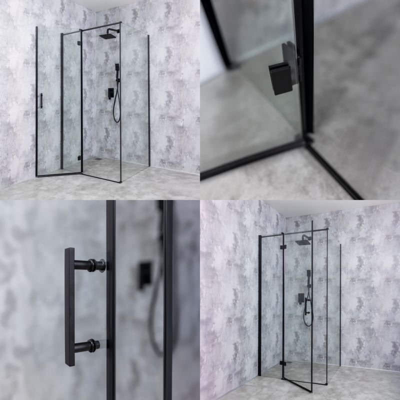 Firkantet Brusekabine 70x70 cm Sort Hærdet Glas 6 mm | TS-SMART-BLACK-A8-70x70