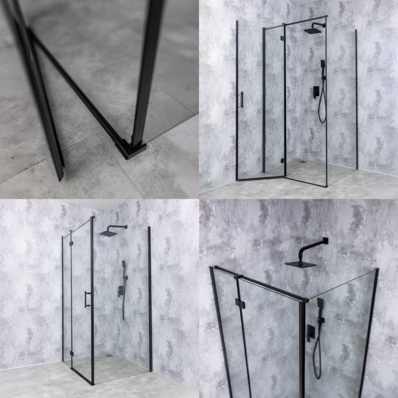 Firkantet Brusekabine 70x70 cm Sort Hærdet Glas 6 mm | TS-SMART-BLACK-A8-70x70
