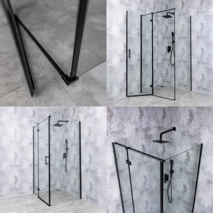 Firkantet Brusekabine 70x70 cm Sort Hærdet Glas 6 mm | TS-SMART-BLACK-A8-70x70