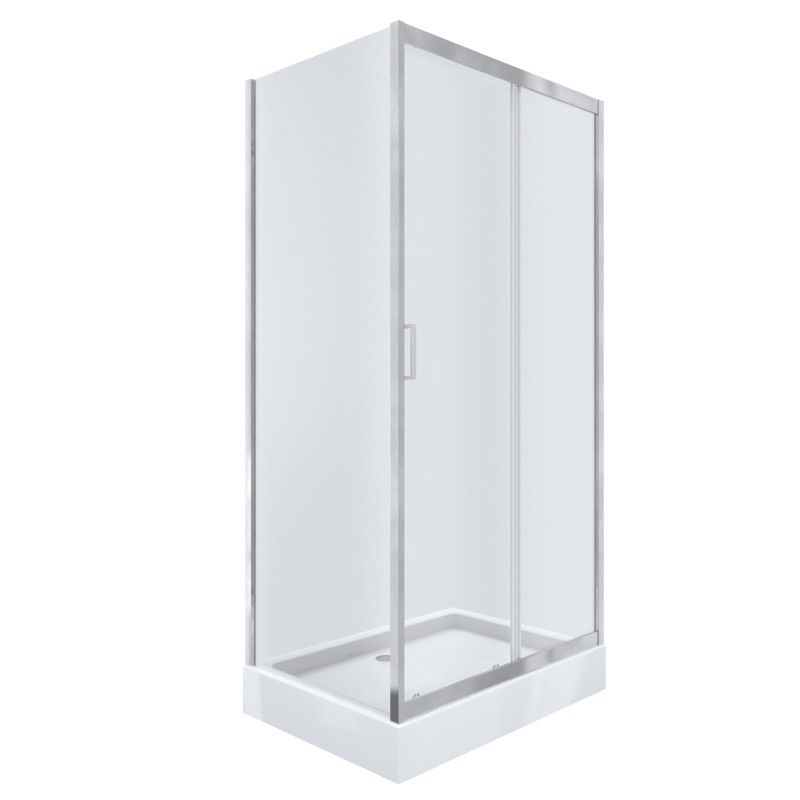 Rektangulært Brusesæt 100x80 cm med Lav Bundkar og Skydedøre