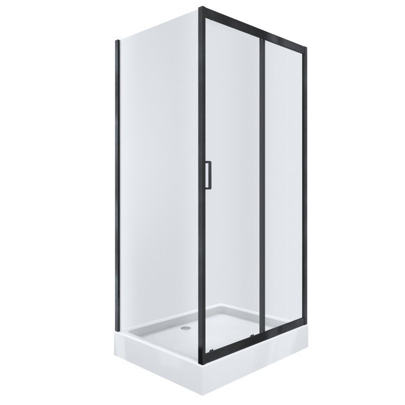 Rektangulært Brusesæt 120x80 cm Sort Mat med Bundkar