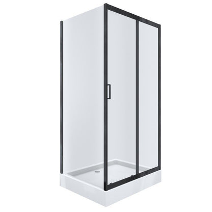 Rektangulært Brusesæt 120x80 cm Sort Mat med Bundkar
