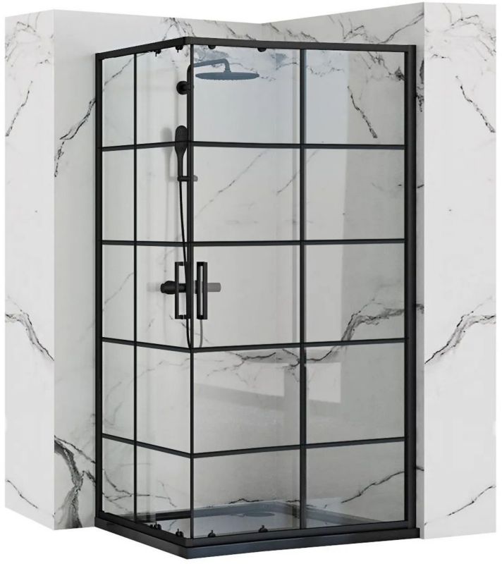 Hjørnebrusekabine 80x100x190 cm Sort Mat Aluminium