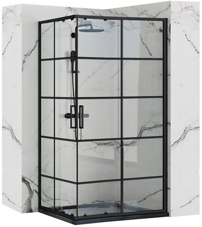 Hjørnebrusekabine 80x100x190 cm Sort Mat Aluminium