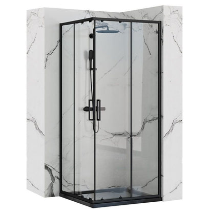 Hjørnebrusekabine 90x90x190 cm Sort Aluminium