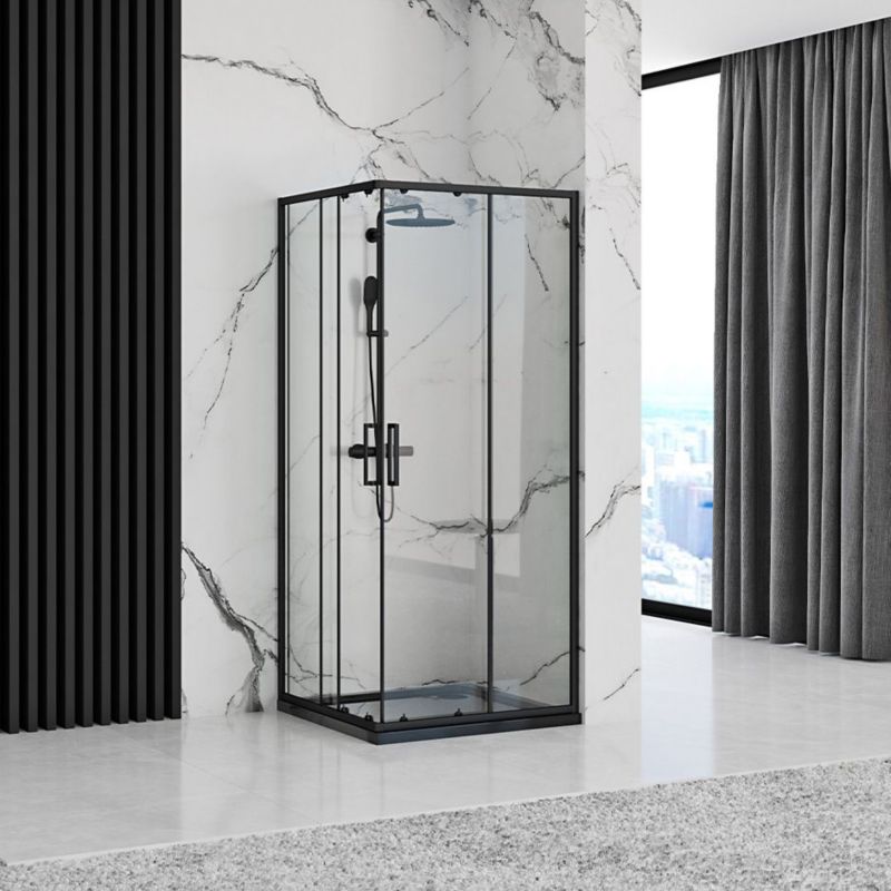 Hjørnebrusekabine 90x90x190 cm Sort Aluminium