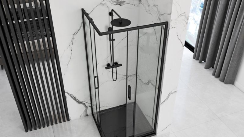 Hjørnebrusekabine 90x90x190 cm Sort Aluminium