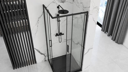 Hjørnebrusekabine 90x90x190 cm Sort Aluminium