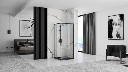 Hjørnebrusekabine 90x90x190 cm Sort Aluminium