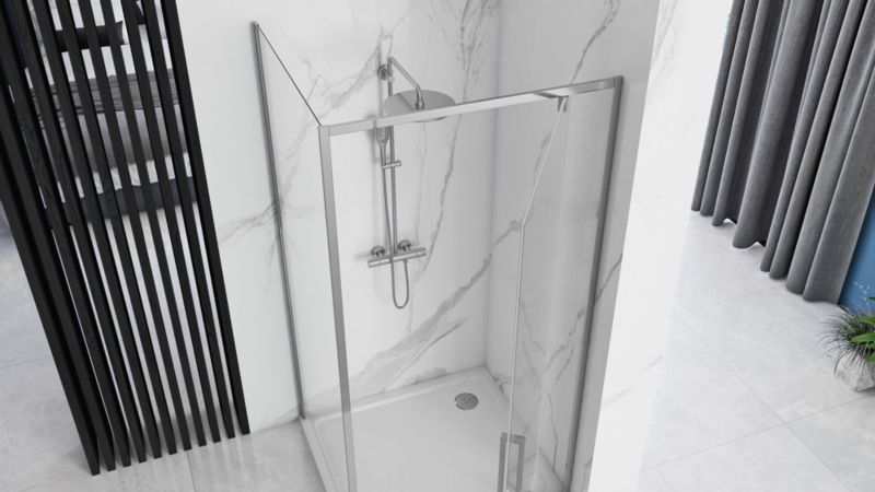 Hjørnebrusekabine 100x100x195 cm Klart Glas Krom