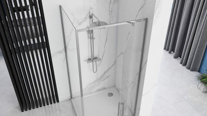 Hjørnebrusekabine 100x100x195 cm Klart Glas Krom