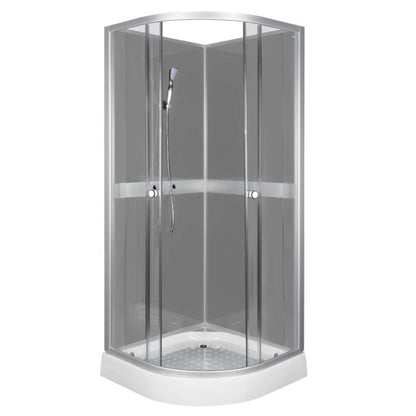 Halvrund Brusekabine 80x80 cm Grå Bagglas Klart Frontglas Satinskinne Profiler