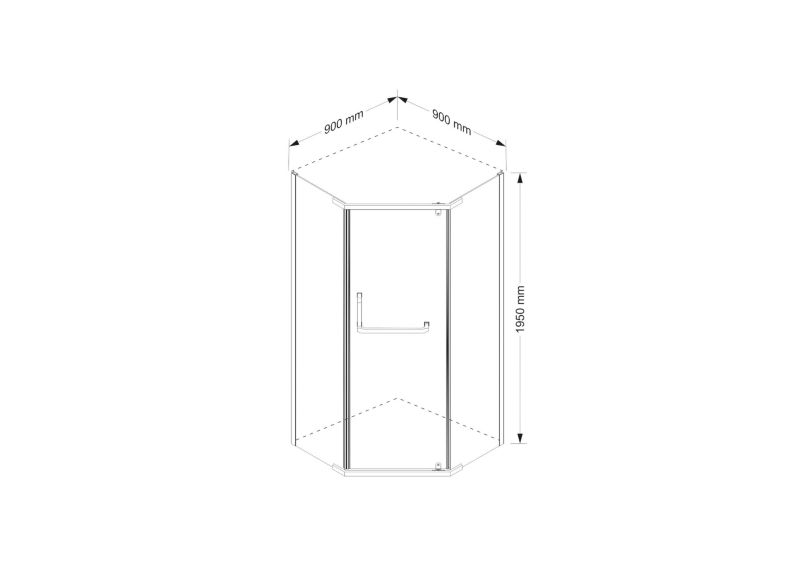 Femkantet Brusekabine 90 x 90 x 195 cm Sort