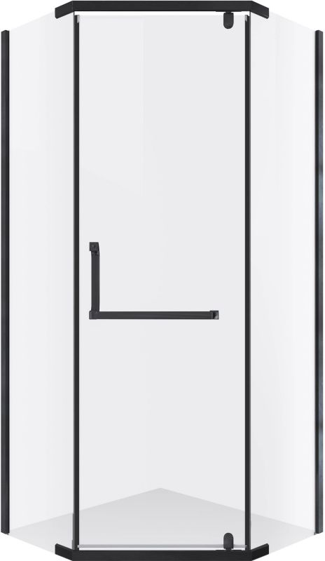 Femkantet Brusekabine 80x80x195 cm Transparent Glas Sort Profil