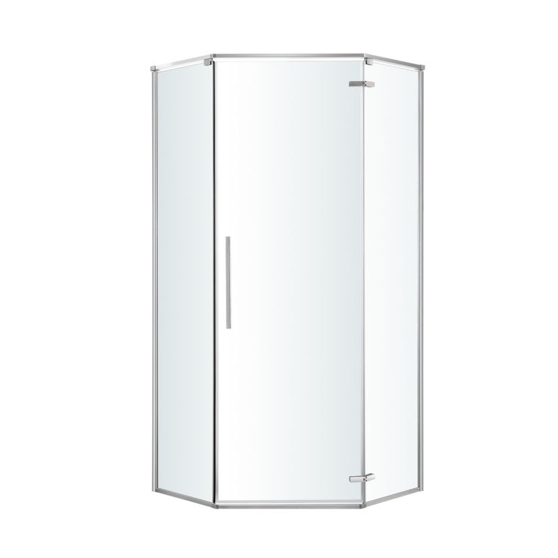 Femkantet Brusekabine 90x90 cm Krom/Transparent Aluminium