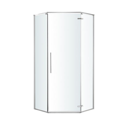 Femkantet Brusekabine 90x90 cm Krom/Transparent Aluminium