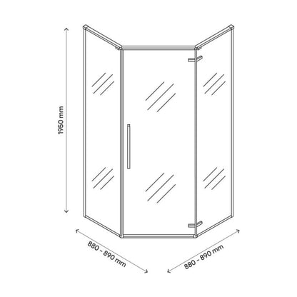 Femkantet Brusekabine 90x90 cm Krom/Transparent Aluminium