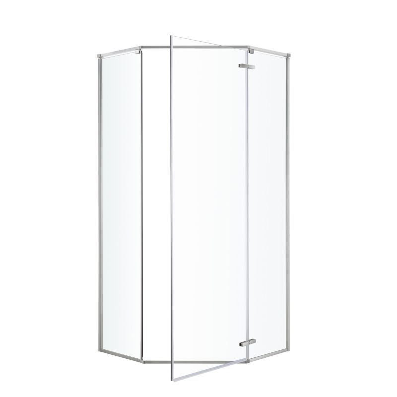 Femkantet Brusekabine 90x90 cm Krom/Transparent Aluminium