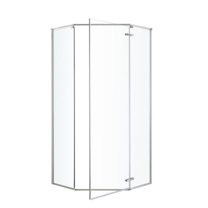Femkantet Brusekabine 90x90 cm Krom/Transparent Aluminium