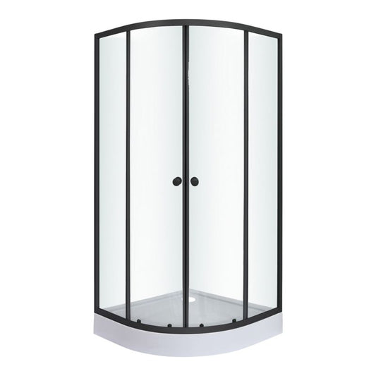 Halvrund brusekabine Arkell 80 x 80 cm med lav brusebund i mat‑sort