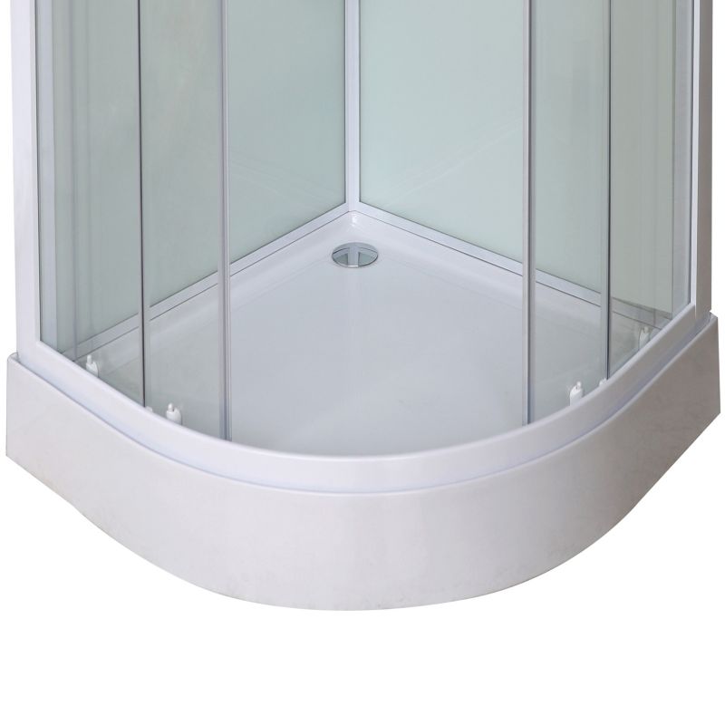 Halvrund Brusekabine 85x85 cm Hvid med Lav Bundkar